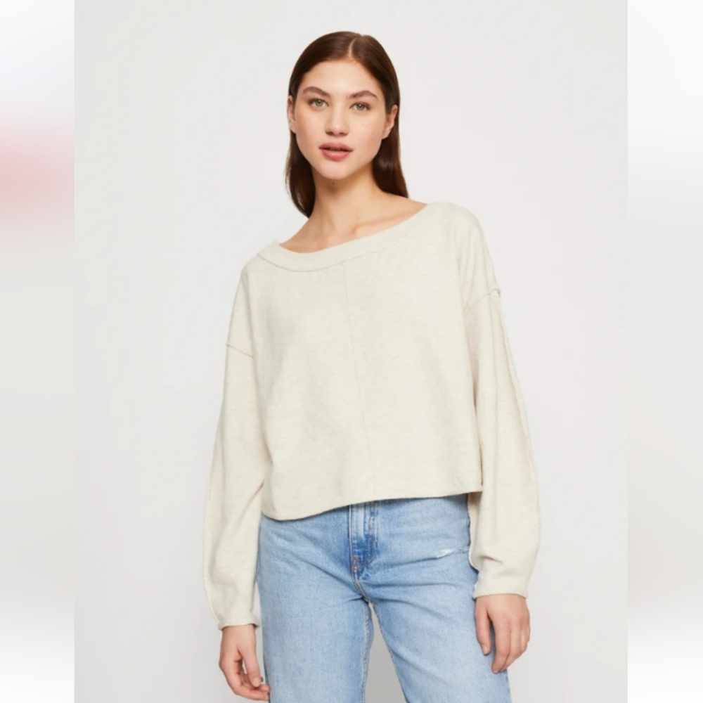 Free People Women's Jamie Sweater, Color Oatmeal Heather, Size Medium